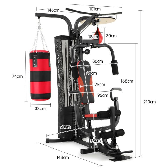 Powertrain Home Gym Multi Station with 110lb Weights, Boxing Punching Bag, and Speed Bag Image 2