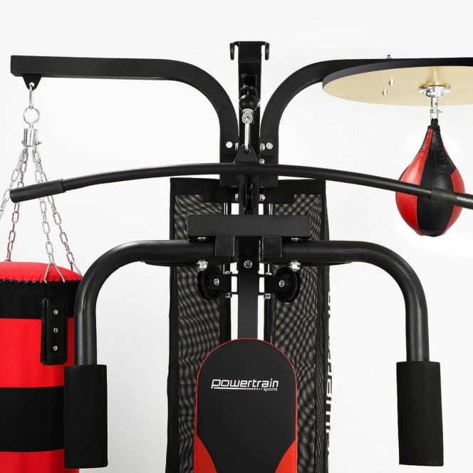 Powertrain Home Gym Multi Station with 110lb Weights, Boxing Punching Bag, and Speed Bag Image 7
