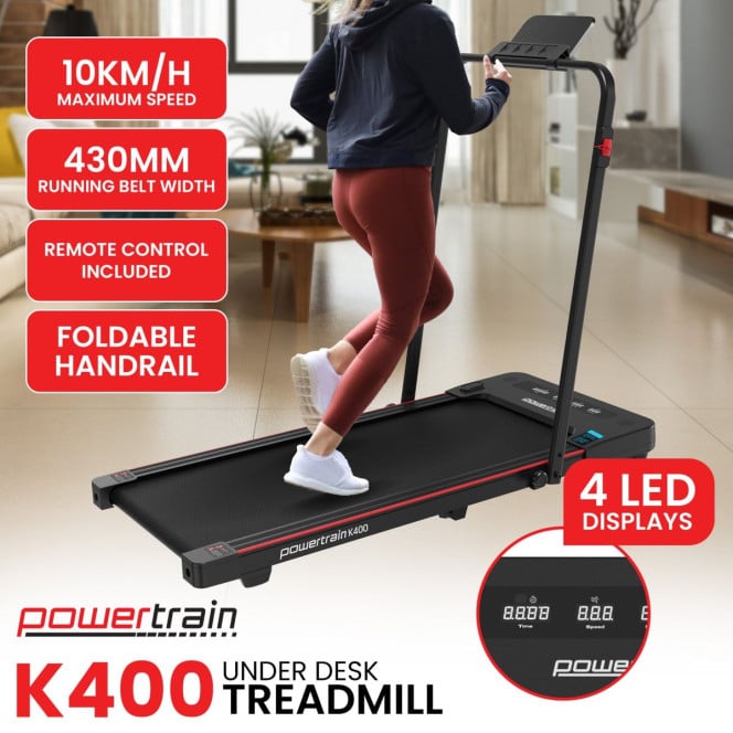 Powertrain K400 Electric Under Desk Treadmill Walking Pad Foldable Handrail Image 3